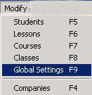 Chapter 8 Modifying Global Settings The Modify Global Settings category allows the administrator to set a number of Global or default settings used in the Modify Courses screen.