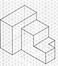 Task : Projection Systems Isometric Drawing Using 30º Gridline Draw a vertical line to mark the initial height of the object and viewing edge Using the gridlines, project lines from the vertical line