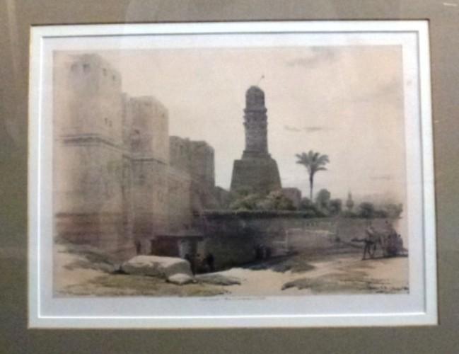 Condition: Excellent. $2,000 $2,800 19 3/8 x 12 7/8 27 ½ x 21 ¾ Lot # 7 Gate of Victory and Minaret of the Mosque El Hakim.