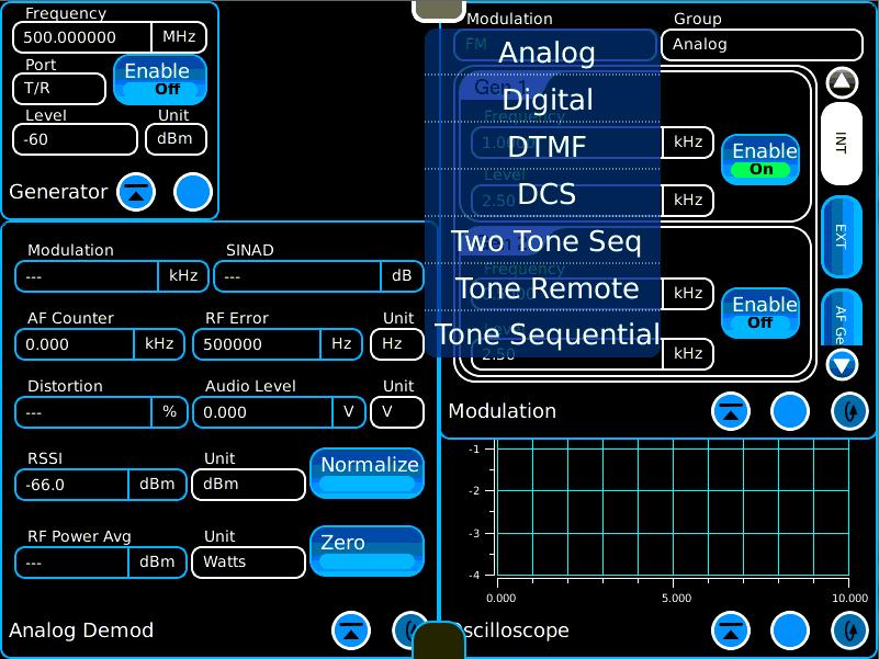 Tone Signaling In addition to tones and voice, a variety of signaling options are available on the Modulation tile.