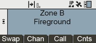 Swap button allows user to switch to Secondary Radio Waves indicate audio is being received on Secondary Radio Gray Blue color bar, representative of the Secondary Radio Figure 2-3.