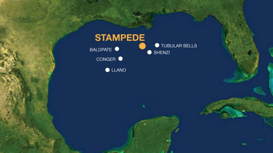 Stampede Oil Field Located 185 kilometers from the coast of