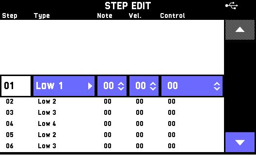 Editing an Arpeggio 7. You can change the settings below. Touch a display item and then select from the list that appears. Use the 9 w/no, q/yes buttons to change setting values.
