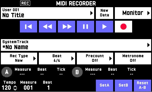 MIDI Recorder (Tutorial) 5. Touch the track name.