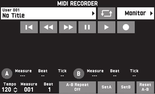 Recording and Playback Recording to Digital Keyboard Memory (MIDI Recorder) Perform the steps below to record your keyboard play to Digital Keyboard Memory. 1.