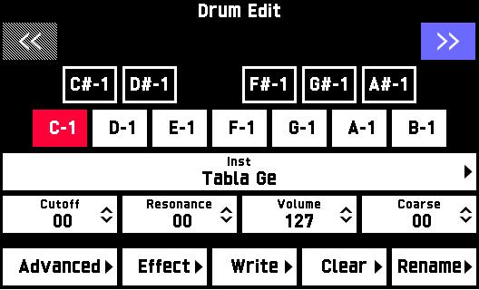 Editing a Tone (User Tones) Editable Drum Tone Parameters Drum Sound Editable Parameters For changing the parameter settings of each keyboard key.