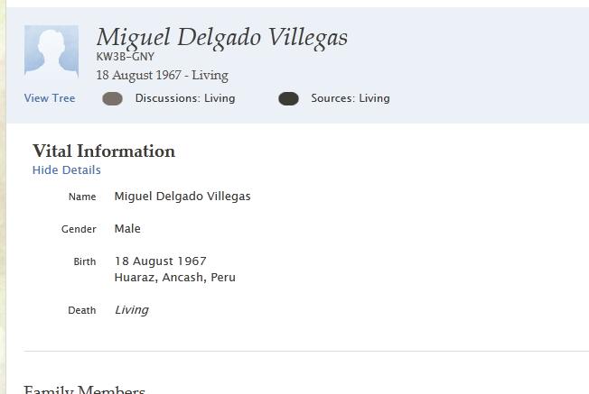 Seeing Information about Living Relatives in the FamilySearch Family Tree Figure 3: How a Living Individual s Information Is Shown on the Ancestor Page Rules Used to Determine If an Individual May