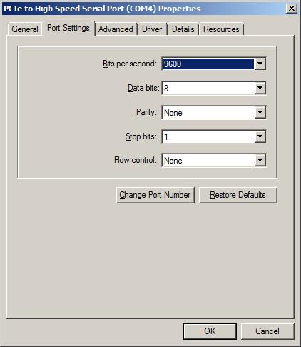 Now select the Change Port Number button. The rest of the parameters are the defaults and are always over written by the program.