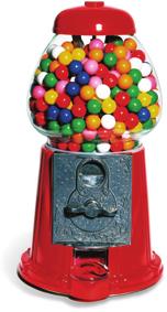 What is the sum of the probability of choosing a red block and the probability of not choosing a red block?. A bubble-gum machine contains 5 gumballs.
