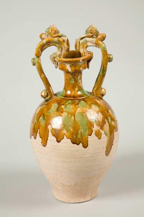 (dated to 581-750) Tang (N2410) Amphora Vase, two dragon/serpent handles,