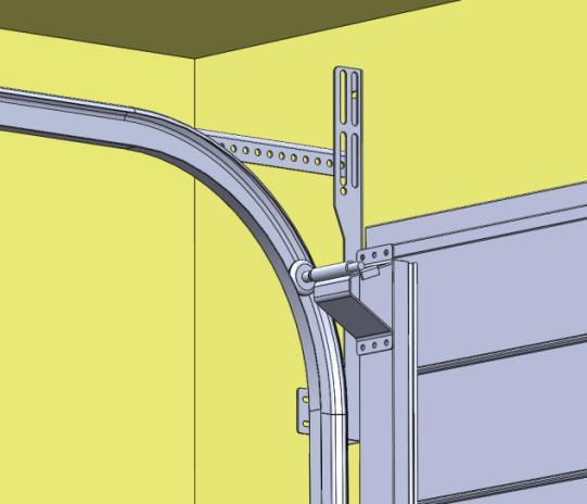 11. Raise top panel onto other panel in tracks, fix top brackets to top corner and adjust sliding bracket so there is 5-8 mm between panel and wall.