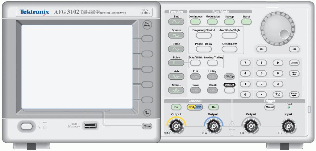 1 Basic Information This guide provides basic instructions for operating the Tektronix AFG3102 Arbitrary Function Generator.