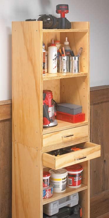 Compact Storage Cabinets A common theme for all these projects has been adding storage space and worksurfaces to your shop. And the compact storage units shown in the photo at left are no exception.