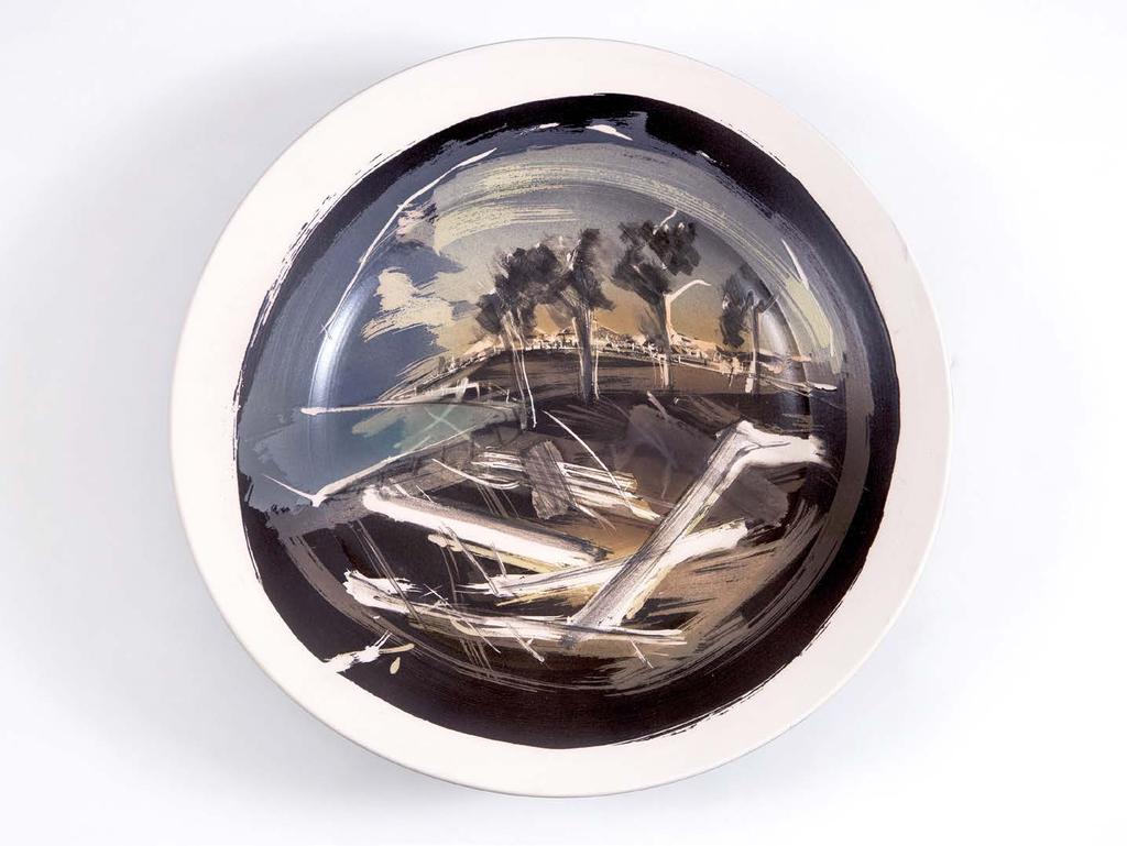 Pippin Drysdale, Logging on Parchment series, 1989, porcelain, 53 x 9 cm, The University of Western Australia Art Collection, Gift of the artist, 1990 LIST OF WORKS Guy Grey-Smith, untitled (platter