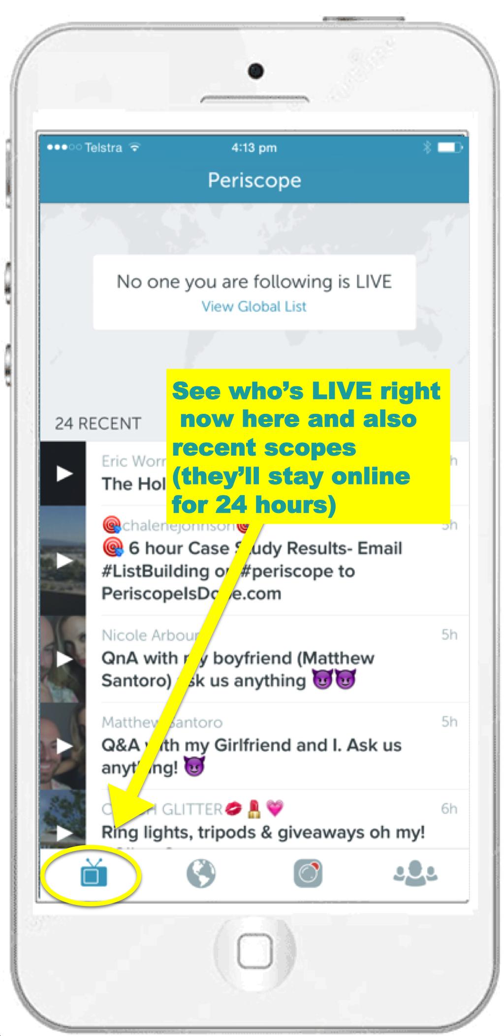 Cont 3) See who s LIVE right now When you click the button below you can see who s on LIVE, whether you have
