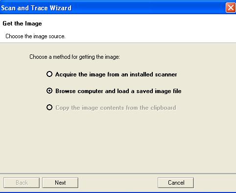 (1) Select File>Acquire Image>Scan and Trace Wizard.