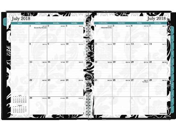 Madrid design is classic black and white florals with accents of teal to add style to your planning and organizing.