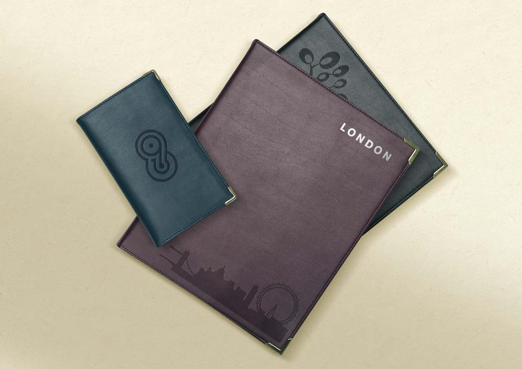 Oxford Leather Spiral only Executive cover only Talk to us about your branding requirements Foil