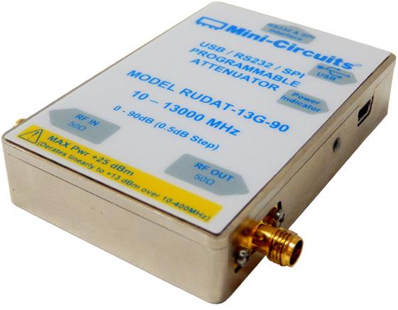 USB / RS232 / SPI Programmable Attenuator 50Ω 0 90 db, 0.5 db step 10 to 13000 MHz The Big Deal High Frequency, 13 GHz Wide attenuation range, 90 db Fine attenuation resolution, 0.