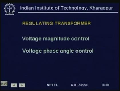 (Refer Slide Time: 16:59) Now, many times we use regulating transformers. Basically, these transformers are used for injecting voltage into the transmission system.