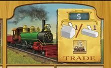 Trade Main action: Sell off a company asset to gain money On the top of your Player Board, there are buildings and rails stored in 8 different sections.