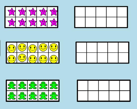 Decomposing Numbers to 10 Using the Set Tool Activity 9 Open the Set learning tool.» Drag out six ten frames such that they are three rows of two each.» In one ten- frame place 10 stars.