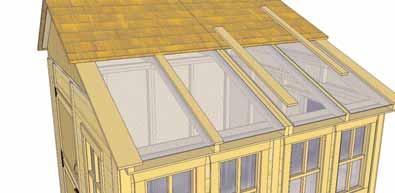 aligned with plywood of roof and Cap end slides under roof until in
