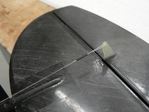 On the left wing tip there is a hard point made of epoxy and microballoons located as shown on the sketch. To install the blade within this hard point, it must be located about 12.