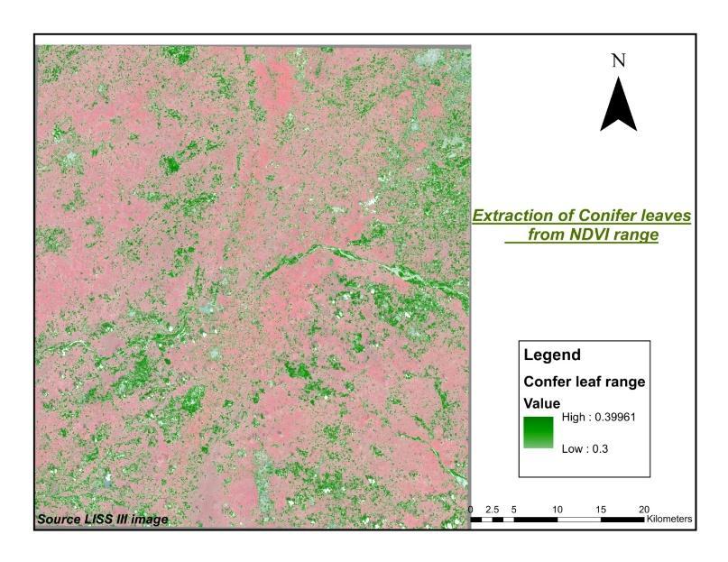 Overall vegetation over Landsat 8 image Figure 10 Map is representing overall range of vegetation from NDVI calculation of Landsat 8 image.