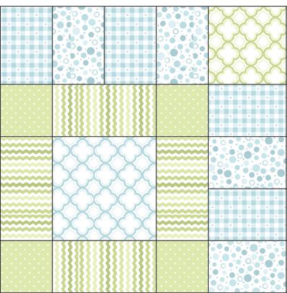 gingham check Fabric E [23692 A] (yellow pin-dot Fabric A [23688 B] (blue lattice Fabric A [23688 H] (green