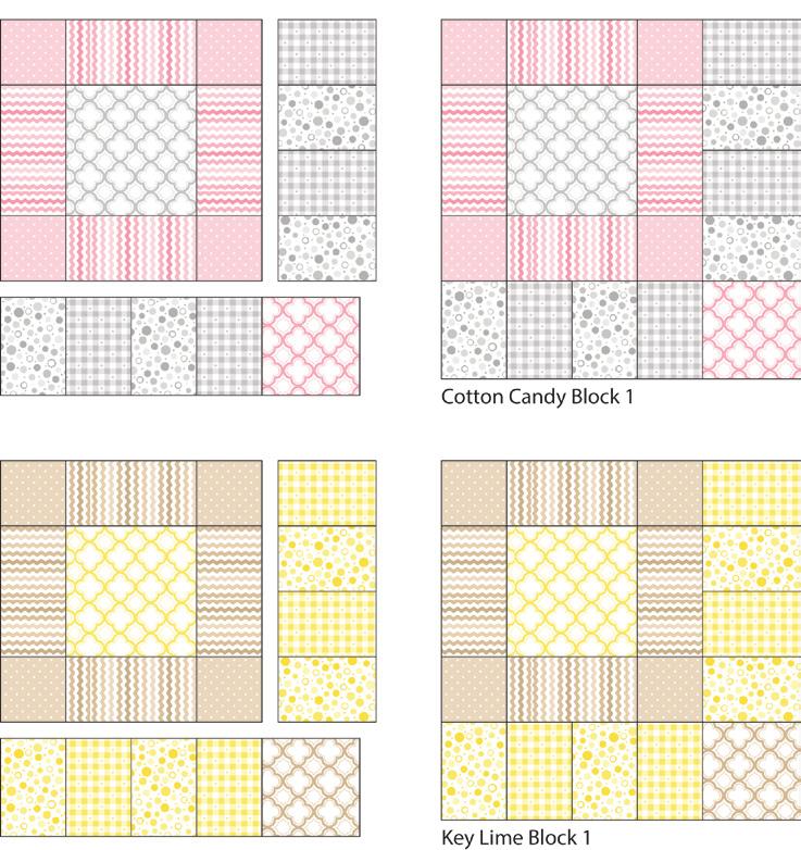2½" x 11½" Fabric F (white tonal) rectangle, Block 4 for Block Row 1. 9. Block Row 2.