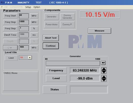 www.pmm.it Radiated Immunity System PMM SW-03 PC Software The PMM Radiated Immunity System is based on the PMM SW-03 software.