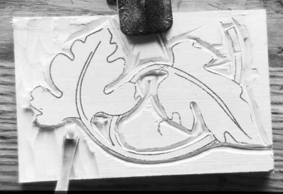 Carving A Leaf Pattern 14 Once the leaves and stems have been fully outlined you can use the #6 X 3/8 gouge to remove the waste