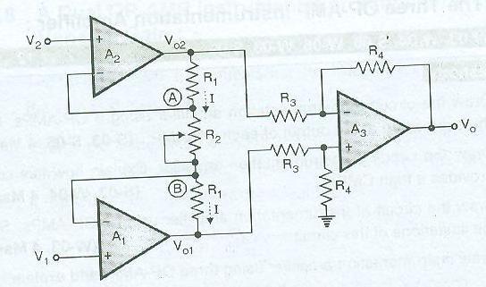 3. Attempt any FOUR of the following: 16 marks a. Draw the circuit diagram of instrumentation amplifier using 3 OP- AMPs. Give the expression at the output of each OP- AMP. Ans a.