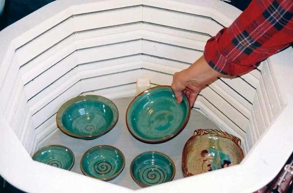 Clay pieces in kiln