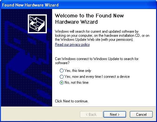 10. After a few moments the computer will indicate Found New Hardware and the hardware wizard should