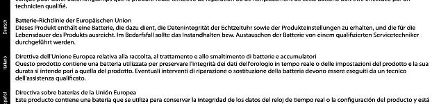 EU battery directive Informaţii tehnice Opr.