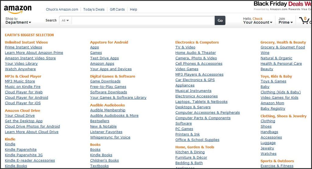 Finding Products Go to Amazon.com and click Full Store Directory? A list of categories will come up. You can click on any of the categories. I m going to select Camera, Photo and Video.