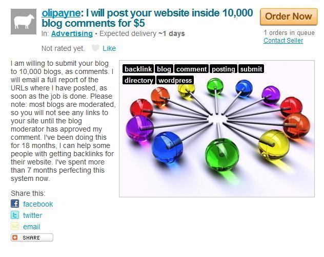 This person is willing to submit your blog up to 10,000 blogs with comments and your URL.