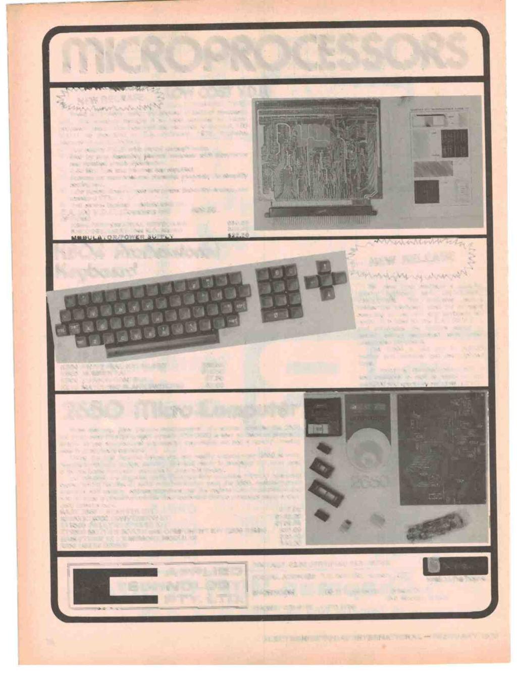 `.. LOW ICROPROCE SSORS NEW RELEASE COST V.D.U. (E.A. FEB/MARCH 1978) Based on a clever design by Michael O'Neill of Newcastle Uni., this compact module is an ideal terminal for microprocessor users.