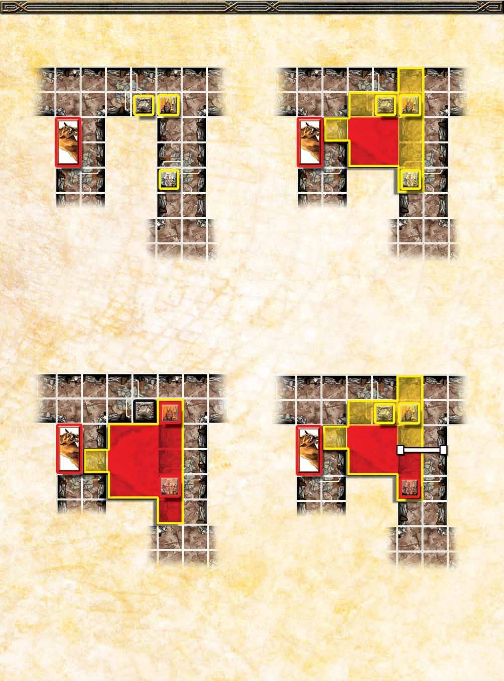 Breath Attack Blocking Examples The diagram above shows how a section of the dungeon looks just before a Hell Hound makes a Breath attack.