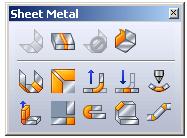 Activating Sheet metal mode Sheet metal components are modelled in the part environment by activating the Sheet metal tool bar.