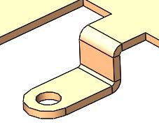 This feature represents a fixing bracket and while the lateral position of the hole is correct the screw is too short to reach to