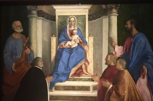 Giovanni Bellini and Workshop, Madonna and Saints Peter and Mark And Three Venetian