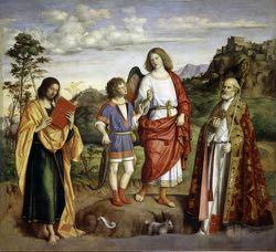 Giovanni Battista Cima da Conegliano, The Archangel Raphael and Tobias between Saints
