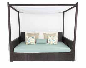 Plush cushions round out this piece with comfort, while the sheer canopy add