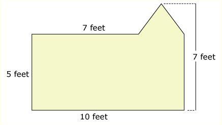 32. Terry is putting carpet on a floor shaped like a rectangle with a triangle on top as shown below.