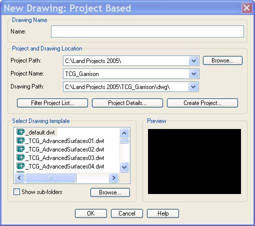 The drawing path for the project is originally specified when you create a new project and it can be changed by accessing Project Details.