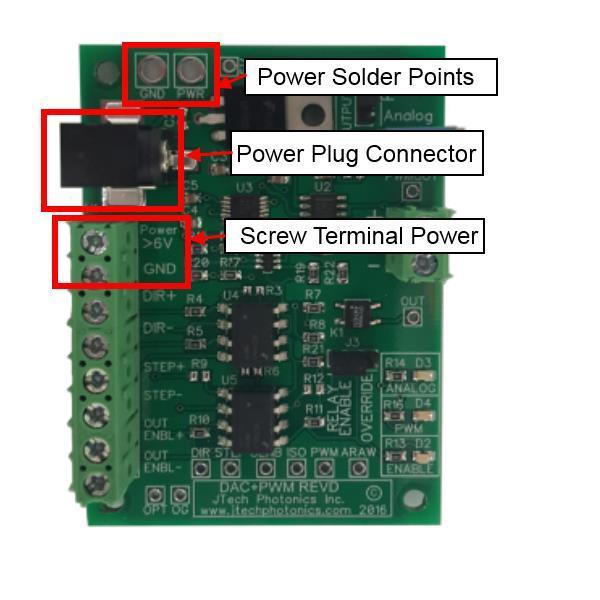 Power Overview The board requires >+6v. We have provided a 7V wall style power adapter with the board. We recommend using this adapter as it provides a clean isolated power source.
