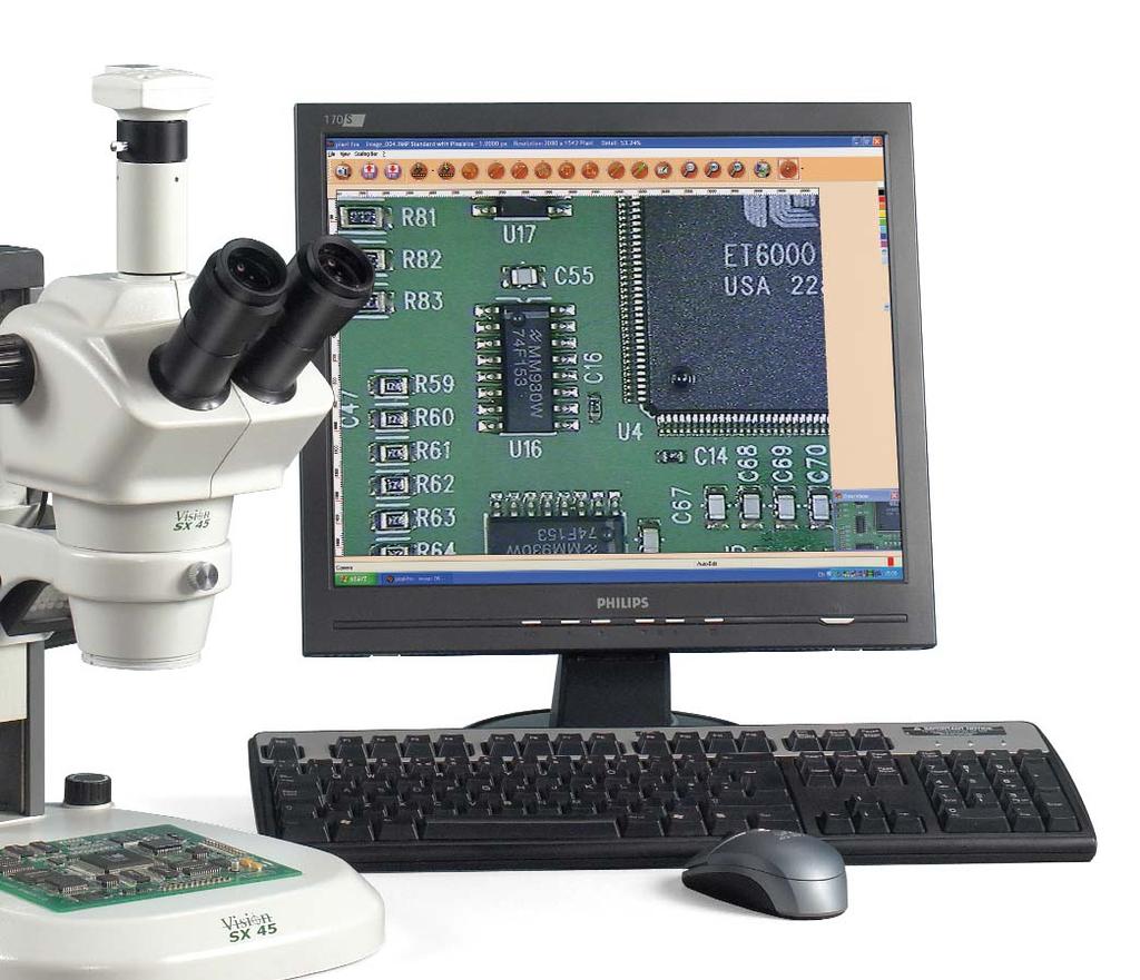 SX45 Greenough Stereo Microscope Designed as an affordable stereo zoom microscope, the SX45 with its long working distance, precision optics and compact design is the perfect solution to many